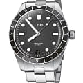 Oris Oris Divers Sixty‑Five 12h Calibre 400 01 400 7772 4054-07 8 20 18  01 400 7772 4054-07 8 20 18 механические мужские часы черный циферблат, браслет нержавеющая сталь — вид спереди